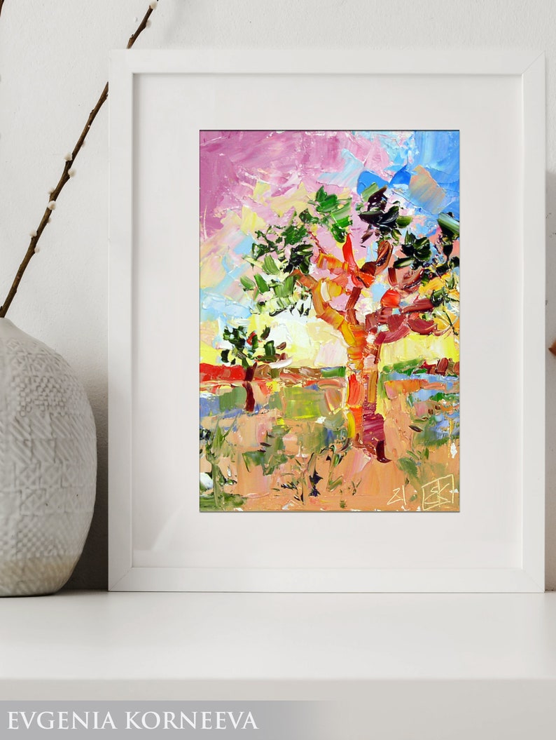 Joshua Tree Original Painting Oil National Park California Artwork By UVIRCOLOR Impasto Desert landscape
