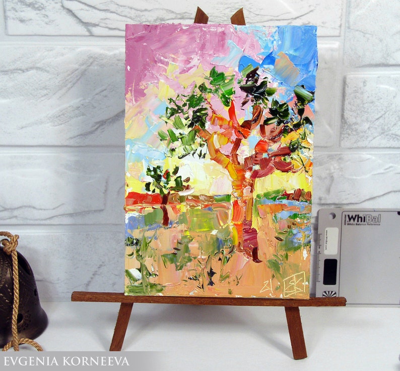 Joshua Tree Original Painting Oil National Park California Artwork By UVIRCOLOR Impasto Desert landscape