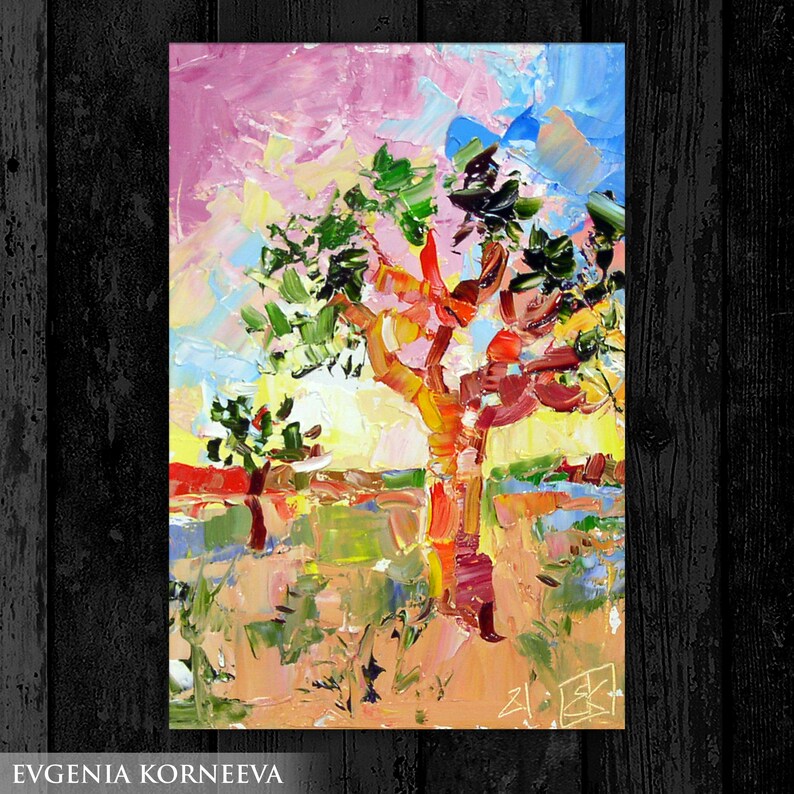 Joshua Tree Original Painting Oil National Park California Artwork By UVIRCOLOR Impasto Desert landscape