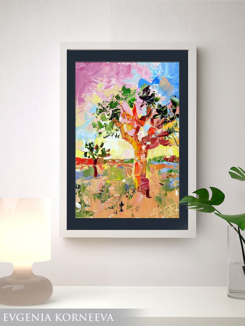 Joshua Tree Original Painting Oil National Park California Artwork By UVIRCOLOR Impasto Desert landscape
