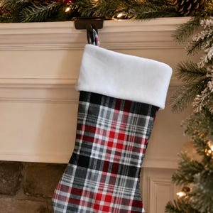 Christmas Stocking Sewing Pattern, Holiday Plaid (PDF Pattern)