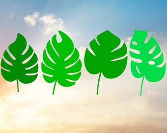 Monstera Leaf SVG Bundle, Tropical Plant Decal (Digital Download)