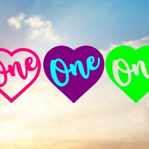 One Svg, First Birthday Svg, Birthday Svg, Baby&#39;s First Birthday, Heart Svg cut files for cutting machine
