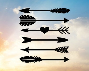 Arrow Svg, Tribal Svg, Arrow and Heart Svg, Feather Svg, Arrow Cut File, Heart Cut File, Feather Cut Files