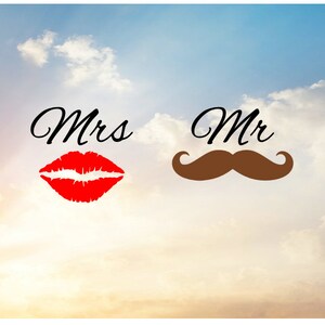 Arquivo SVG para máquina de corte --- Sr. e Sra. Lábios e bigode para casamento DIY, decalques de vinil, vinil de transferência de calor, álbum de recortes, criação de cartões