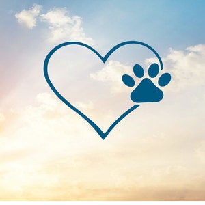 Paw Print Heart SVG archivo para la máquina de corte, Patrulla Inspirada SVG- Pata SVG, Perro Svg, Gato Svg