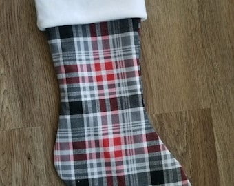 Christmas Stocking Sewing Pattern, Holiday Plaid (PDF Pattern)