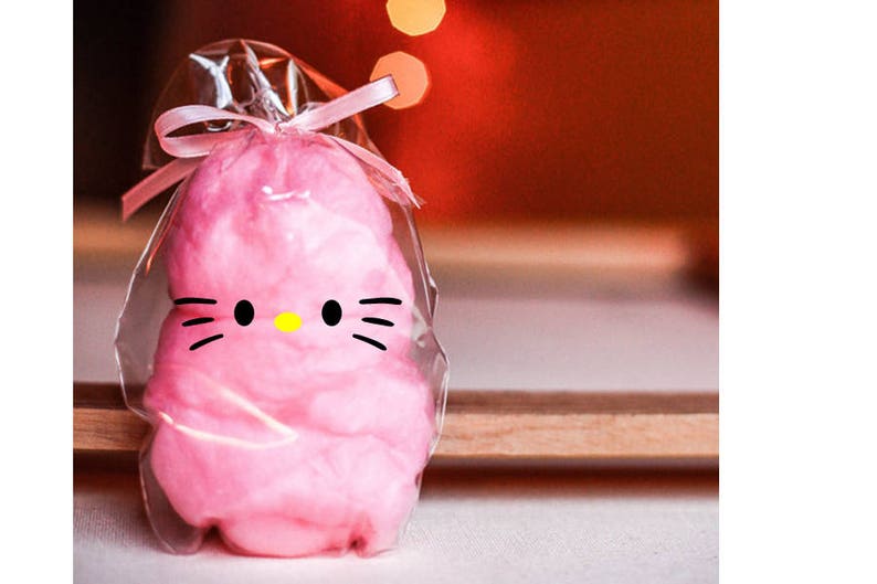 Cotton Candy Kitty Party Favors Kitty Treat sacs Kitty Birthday Party, Cat Birthday Party, Kitty Theme, Cat Party, Cat Party Decoration image 1