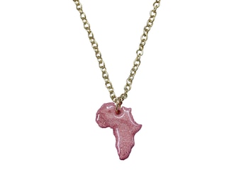 Pink Africa map charm necklace / African Jewelry