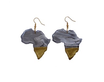 Gold and marble Africa map earrings / Tabitha Brown earrings