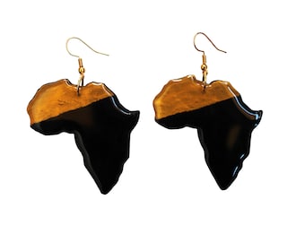 Pendientes africanos negros y dorados / Joyería africana