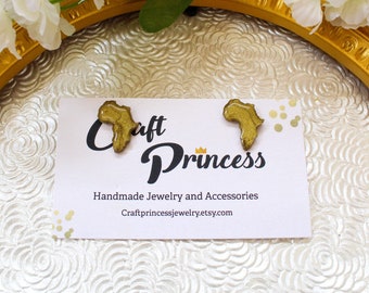 Gold Africa stud earrings / African jewelry
