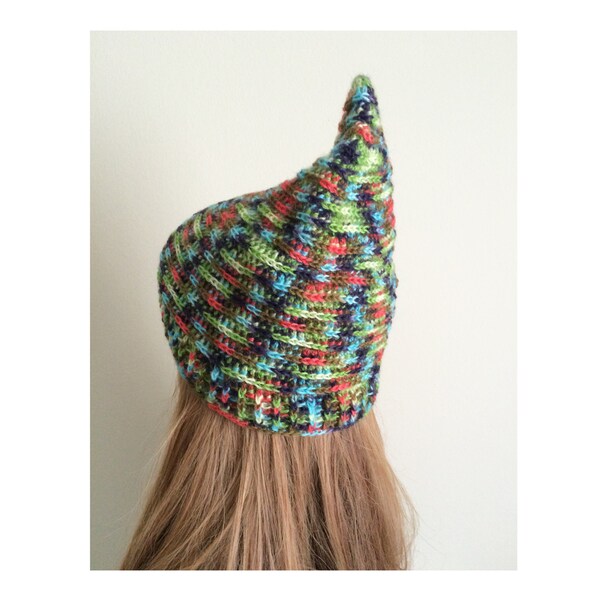 Knit elf hat Winter wool hat Colorful beanie Crochet hat Spring fall Pixie beanie Slouchy beanie toddler hat girl hat