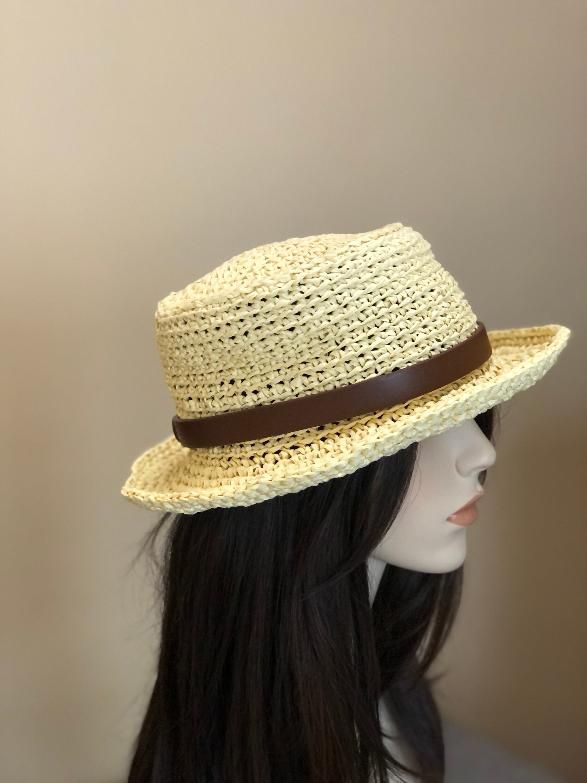 Sun Hat/hand Knit Boater Straw Hat 