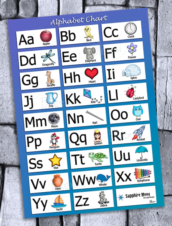 Alphabet Animals Kids Learning English Teaching A4 260gsm Education