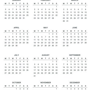 Printable Calendar Bundle 2024, 2025 and 2026 Year to a Page Landscape ...