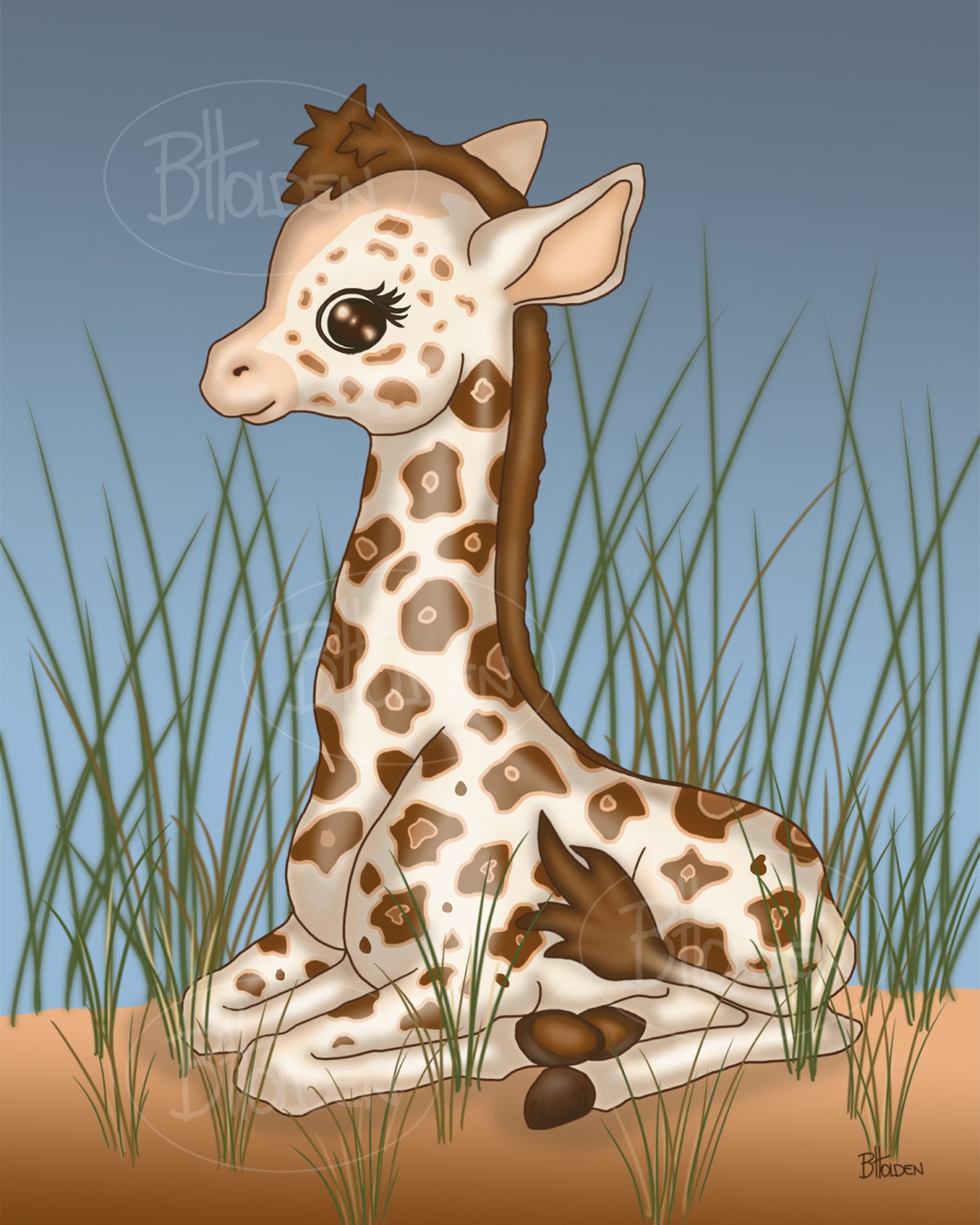 Baby Giraffe Art Print Etsy