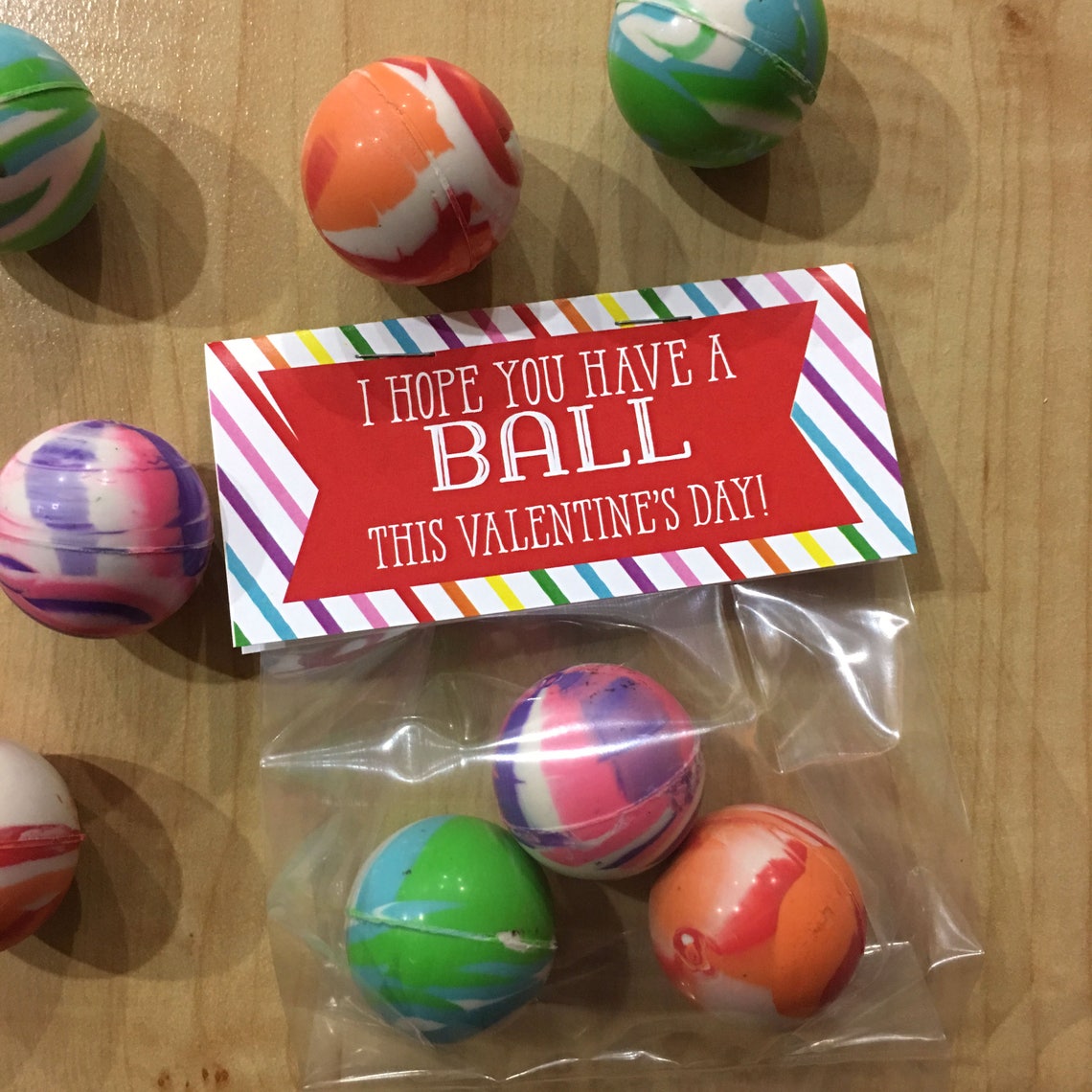 Bouncy Ball Valentines Rainbow Kid Valentine INSTANT Etsy
