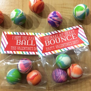 Bouncy Ball Valentines - Rainbow, Kid Valentine - INSTANT DIGITAL DOWNLOAD
