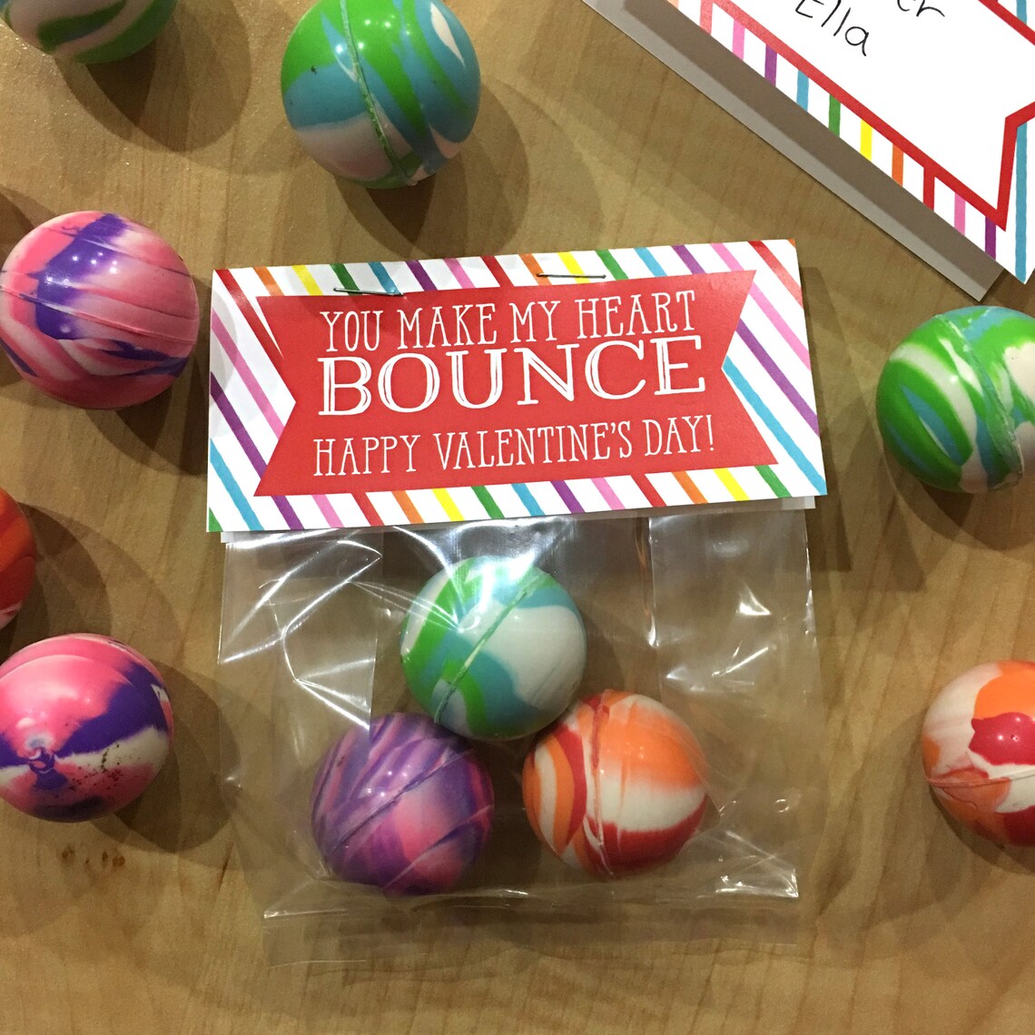 Bouncy Ball Valentines Rainbow Kid Valentine INSTANT Etsy