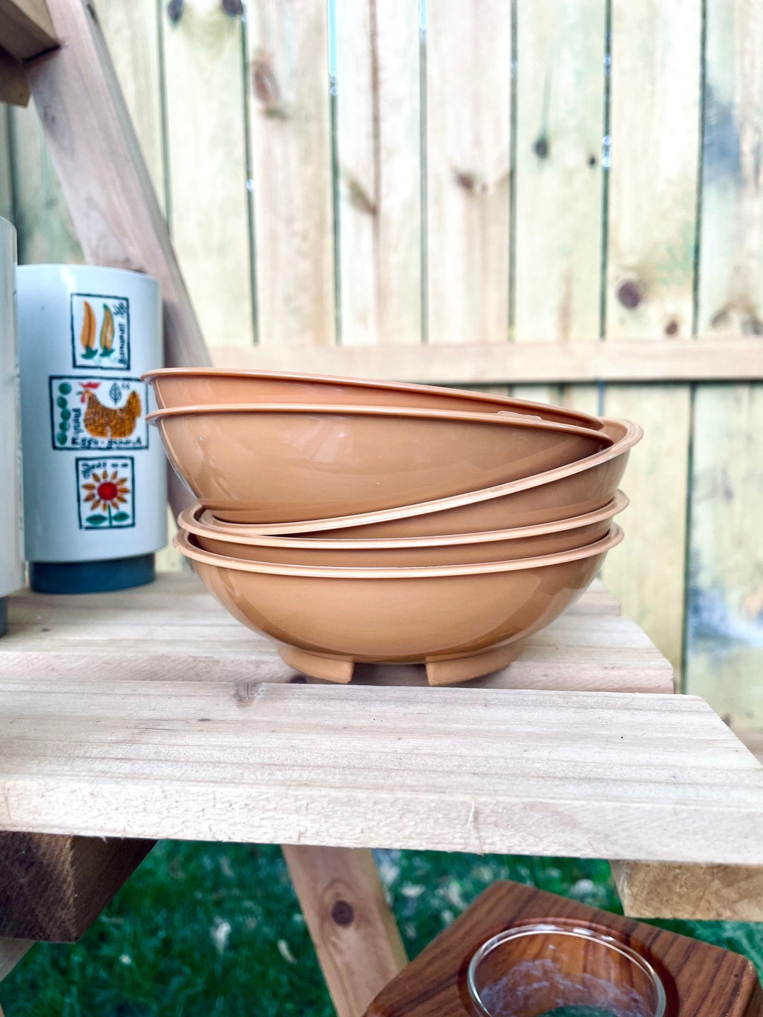 Set of 5 Hard Plastic Light Brown Retro Cereal Bowls Mfg. by Etsy