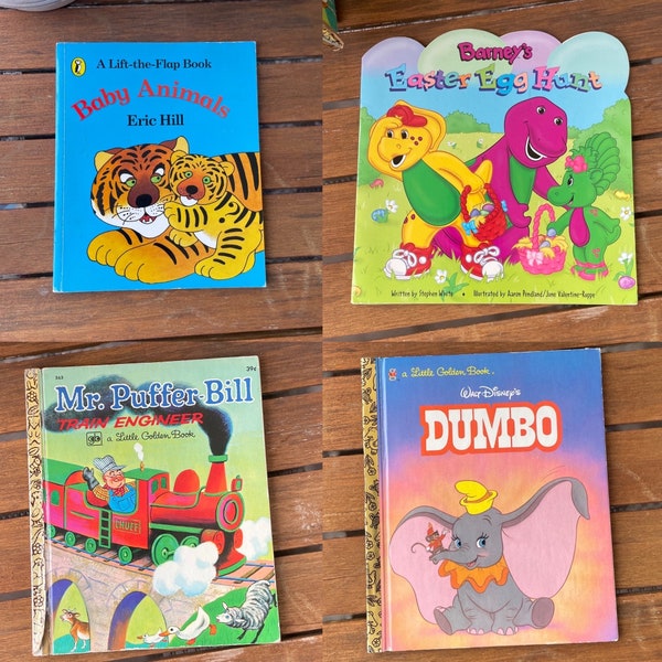 Illustrierte Kinderbücher für Kinder; Dumbo, Baby Tiere Daumenkino, Barneys Ostereiersuche