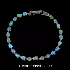 Natural Ethiopian Opal Bracelet Sterling 925 Silver Bracelet Jewelry Gift For Her October Birthstone Play Fire Opal Silver Bracelet