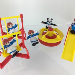 Vintage 1989 Raggedy Ann y Andy Playground McDonalds Happy Meal Toys Cake Toppers