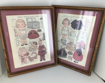 Vintage Dolly Dingle Prints Framed in Oak Prints from the 1920’s. Framing from 1980’s. Pick a Print Listing