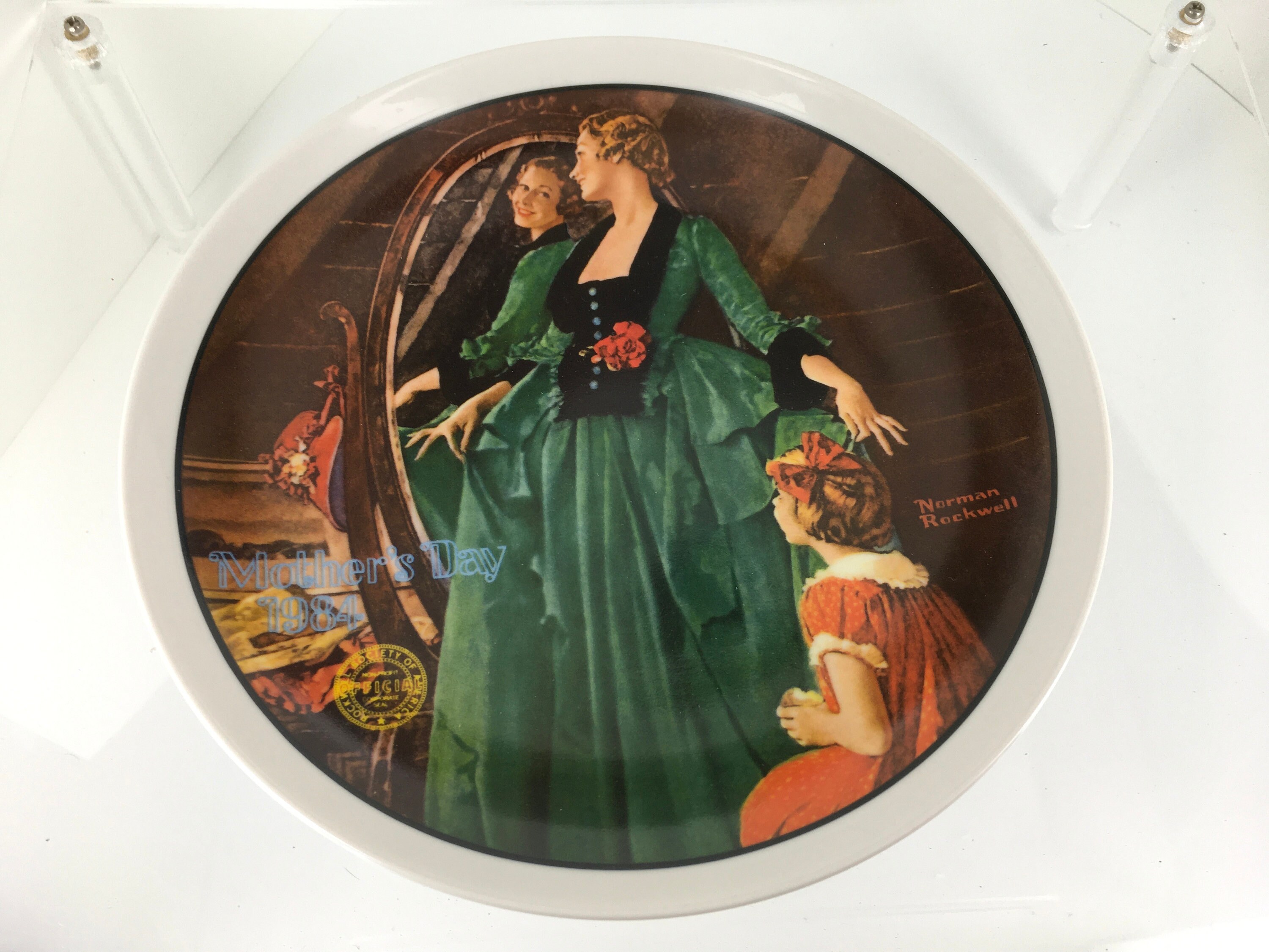 Vintage Moederdag plaat 1984 "Oma's Courting Dress" door Norman Rockwell voor Knowles