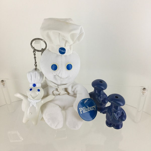 Vintage Pillsbury Doughboy Poppin Fresh Pick an item Listing Plush Toy, Pie Vents, Keychain  1990's Kitchen and Toys