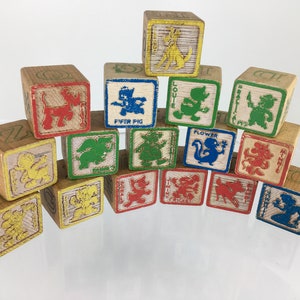 Vintage Wooden Disney Alphabet 1 1/4” Blocks  Children’s Blocks. Child’s Room Decor. 1970’s Playskool