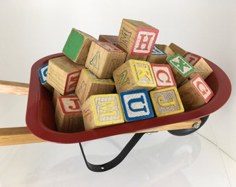 Vintage Wooden Alphabet and Number 1 1/4” Blocks  Children’s Blocks.  Price is per block