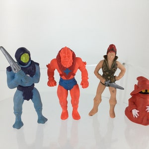 Vintage Rubber Eraser Figures Masters of the Universe MOTU 1980’s by Mattel