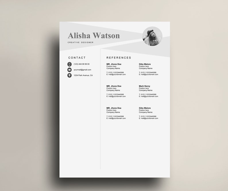 Two Pages Resume Template Resume Template CV Template Instant Download Creative Resume Template Simple Resume Template