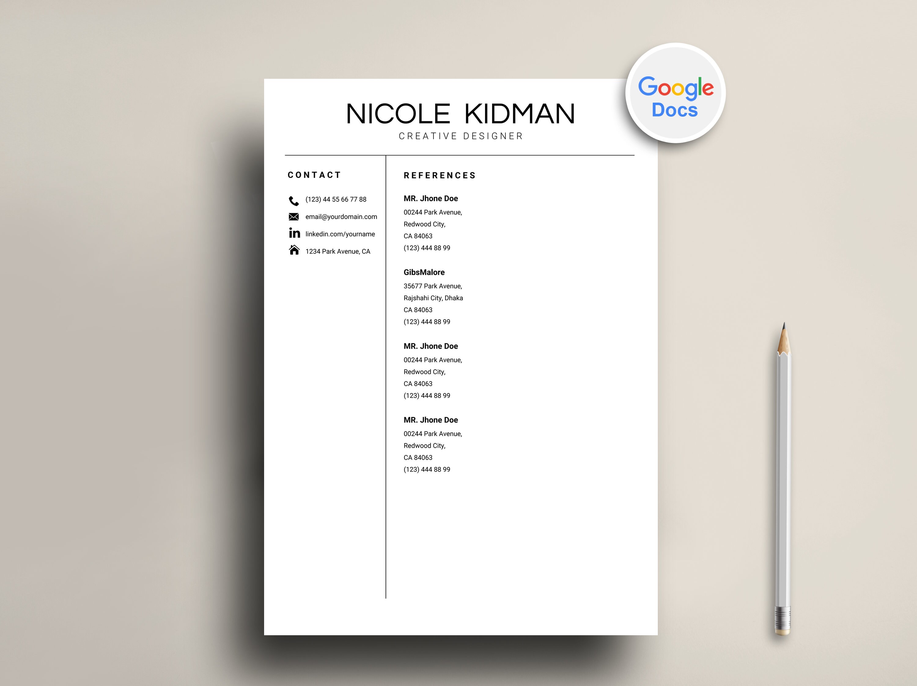 Google Docs Resume Creative Google Docs Resume Simple Google - Etsy