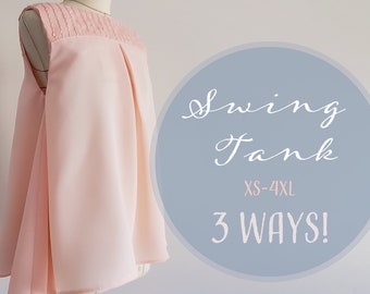 Swing Tank | Sizes XS-4XL | Digital PDF Download Super Simple Sewing Pattern | Home A4 printer or Large Format | Pleated | Gathered |
