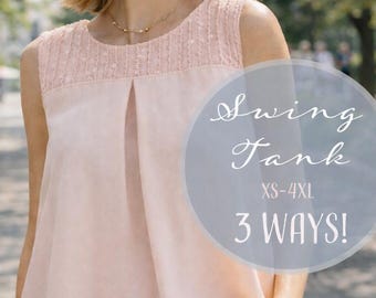 Swing Tank Sewing Pattern | Pleated Yoke, Sizes XS-4XL (Digital PDF)