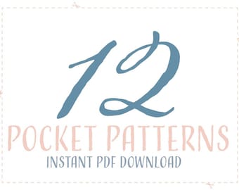 12 Printable Pocket Patterns | Digital PDF | Pocket Bag Pattern | Patch Pocket Pattern