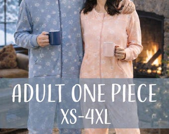 Adult One Piece PJ Printable Pattern | Sizes XS-4XL | Men | Women | Christmas Pajamas PDF(Multilingual Instructions)