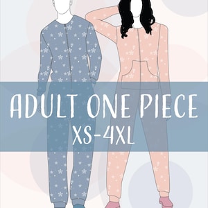 Erwachsener Einteiler PJ druckbares Muster | Größen XS-4XL | Männer | Frauen | Weihnachtspyjamas PDF (mehrsprachige Anleitung)