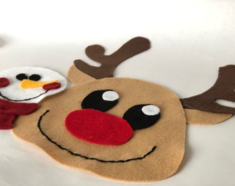 PDF Pattern for Christmas and Holiday Felt Creatures | Applique | Ornament | Santa Claus, Snowman, Penguin, Reindeer | PDF Download