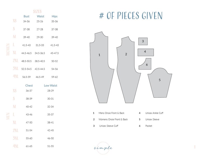 Adult Onesie Printable Pattern Sizes XS4XL Mens Onesie Etsy