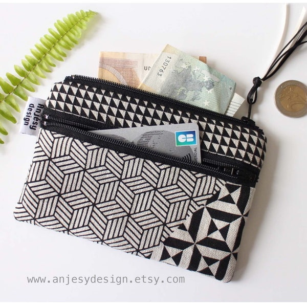 Double zipper wallet Coin Purse Card Holder Change purse wallet.