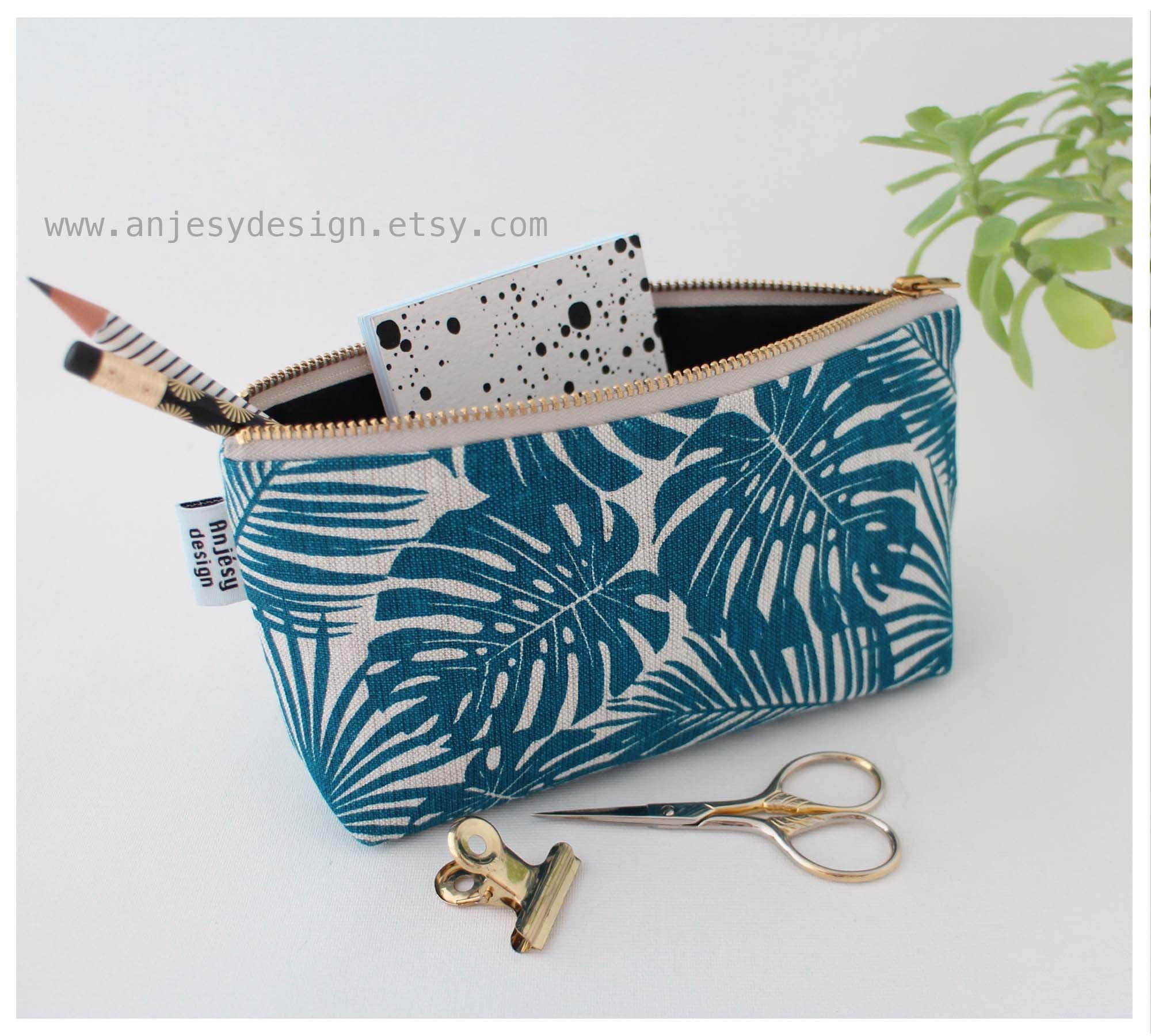 Pochette Tissu Lin Tropical Trousse Scolaire Femme Maquillage