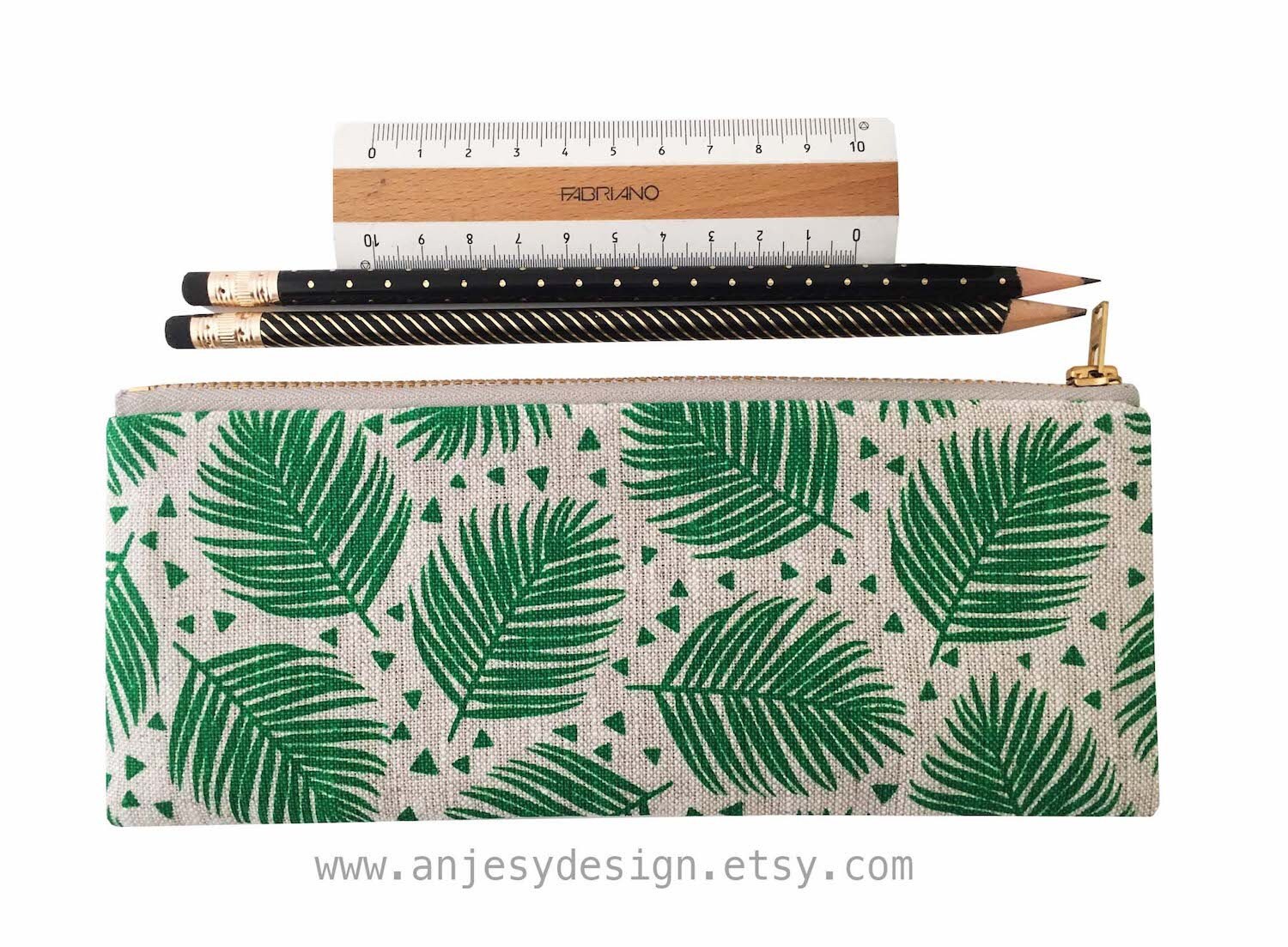 Trousse Scolaire Imprimé Tropical, Trousse École, Pochette Maquillage en Lin Naturel.