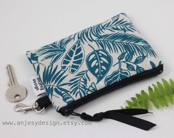 Linen coin purse zipper pouch Change purse Keychain wallet
