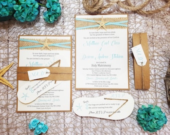 Beach Wedding Invitation Etsy