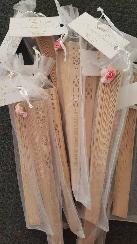 Personalised Wedding fans personalised x100 with organza bags Etsy