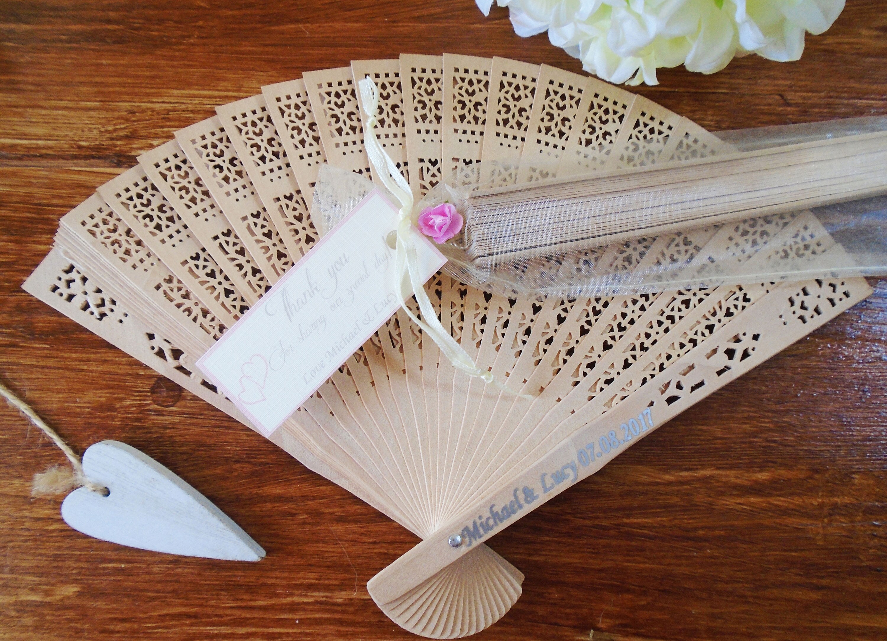 Personalised Wedding fans personalised x10 with organza bags Etsy